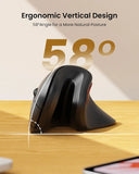 Seenda Ergonomic Vertical Mouse with Jiggler – Dual-Mode Wireless Mouse for PC, Laptop & Mac, 2.4G + Bluetooth, Wrist-Strain Relief