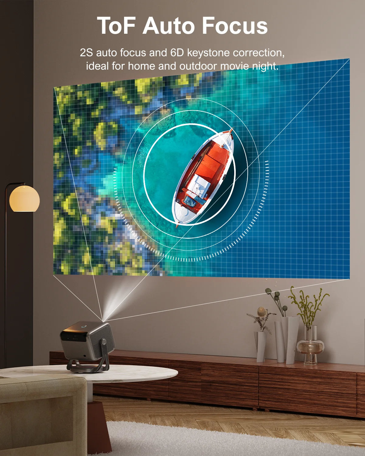 Ultimea Full HD 1080p Projector – 90° Gimbal Stand, Android 11, Dual-Band Wi-Fi 5G & Bluetooth, 4K Compatible Portable Home Theater
