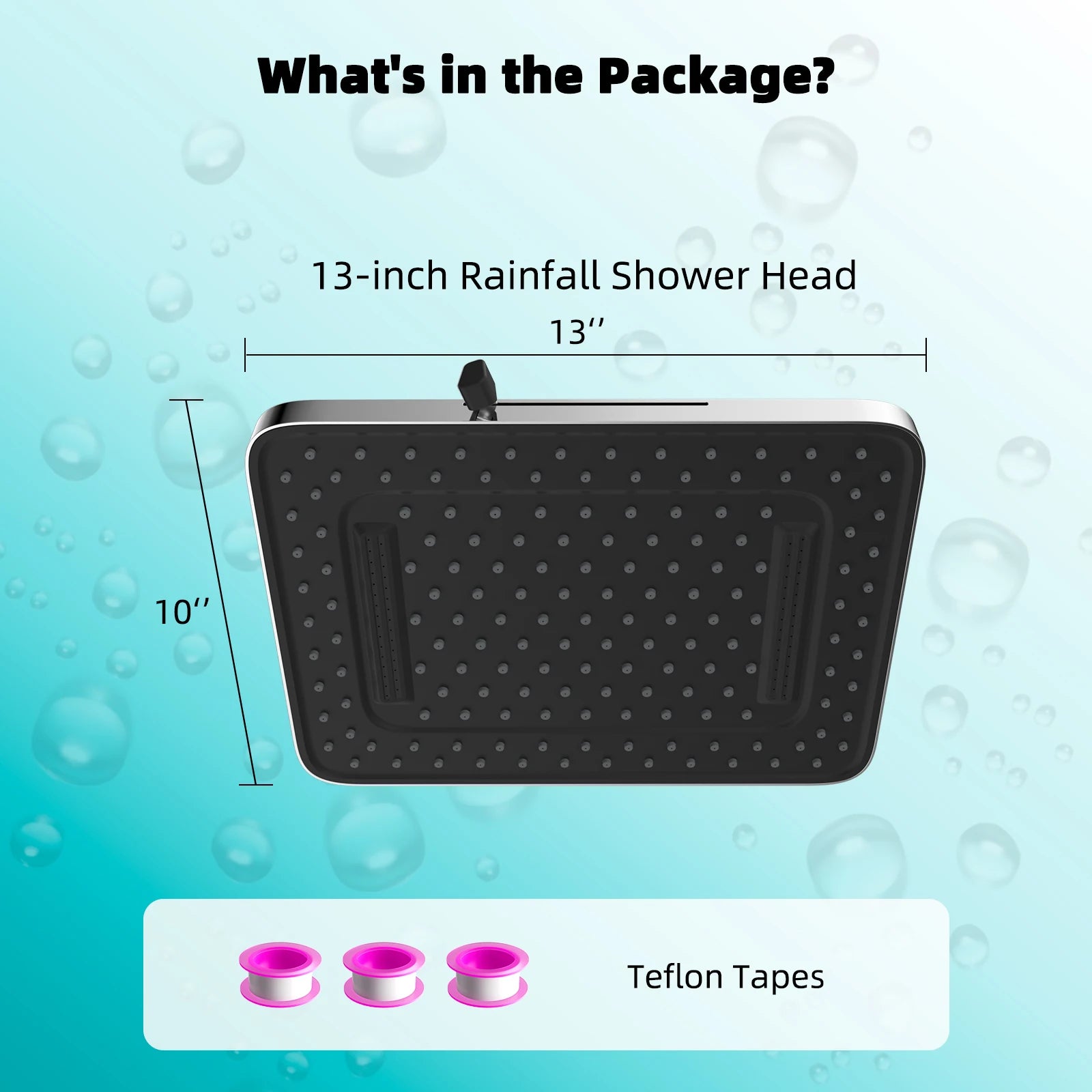 13″ High-Pressure Rain Shower Head – 5 Spray Modes, Chrome Finish