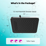 13″ High-Pressure Rain Shower Head – 5 Spray Modes, Chrome Finish