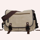 Unisex Canvas Shoulder Bag – Large Capacity Multi-Pocket Crossbody Tote for School, Work & Daily Activities
