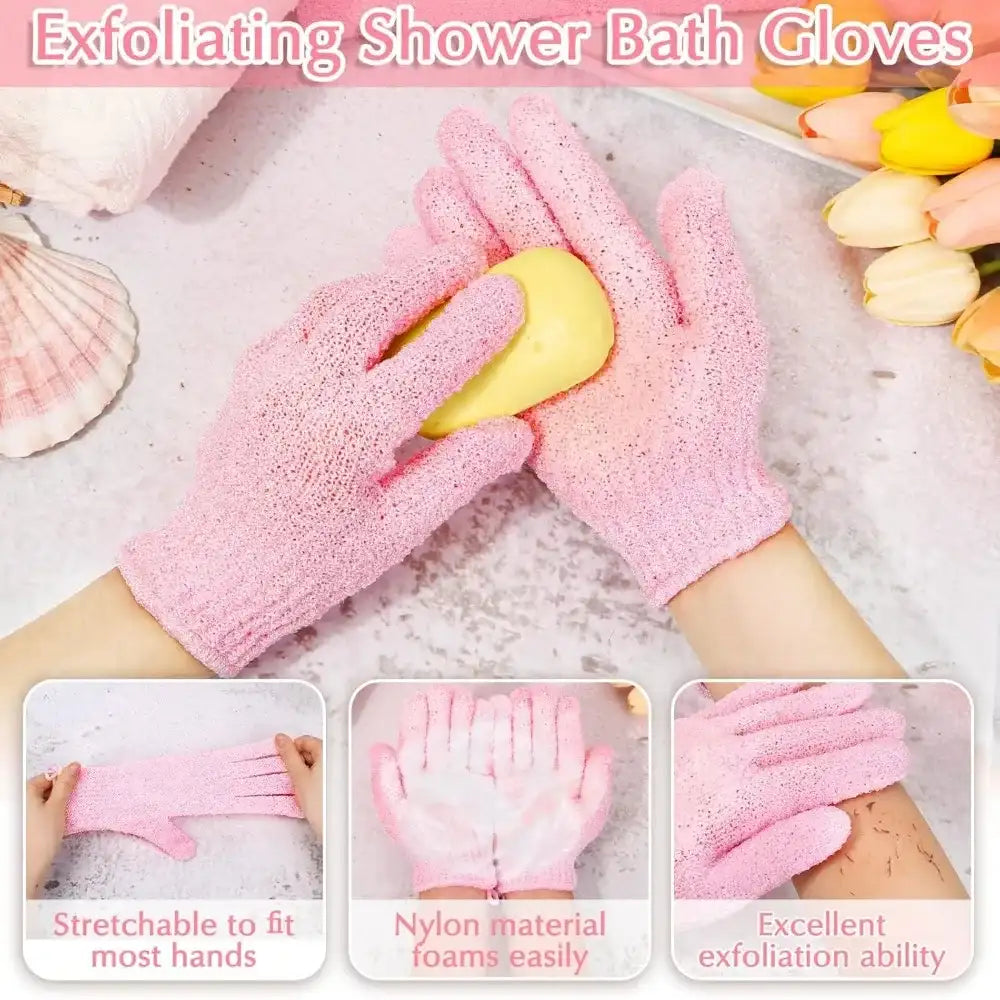 S&R PLKOP Exfoliating Body Scrubber & Gloves Set – Deep-Exfoliation Shower Gloves for Body, Face & Back