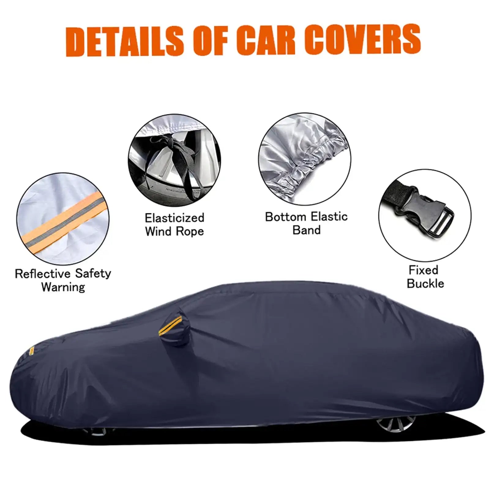 Universal Full Sedan Car Cover – Reflective, Waterproof, UV & Scratch-Resistant Protection
