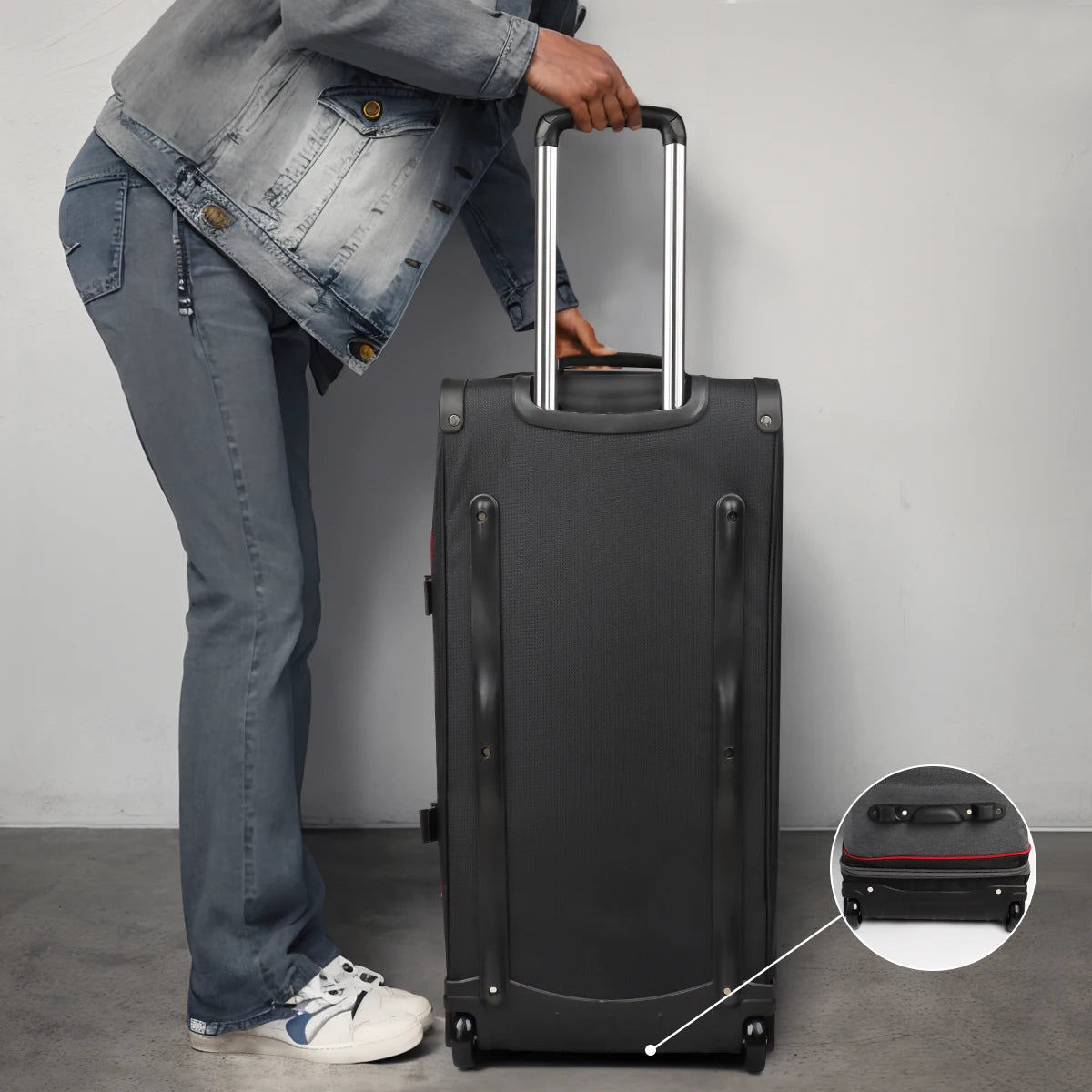 30″ Rolling Duffel Bag with Wheels & Telescopic Handle – Drop-Bottom Travel Handbag/Luggage Bag for Men & Women