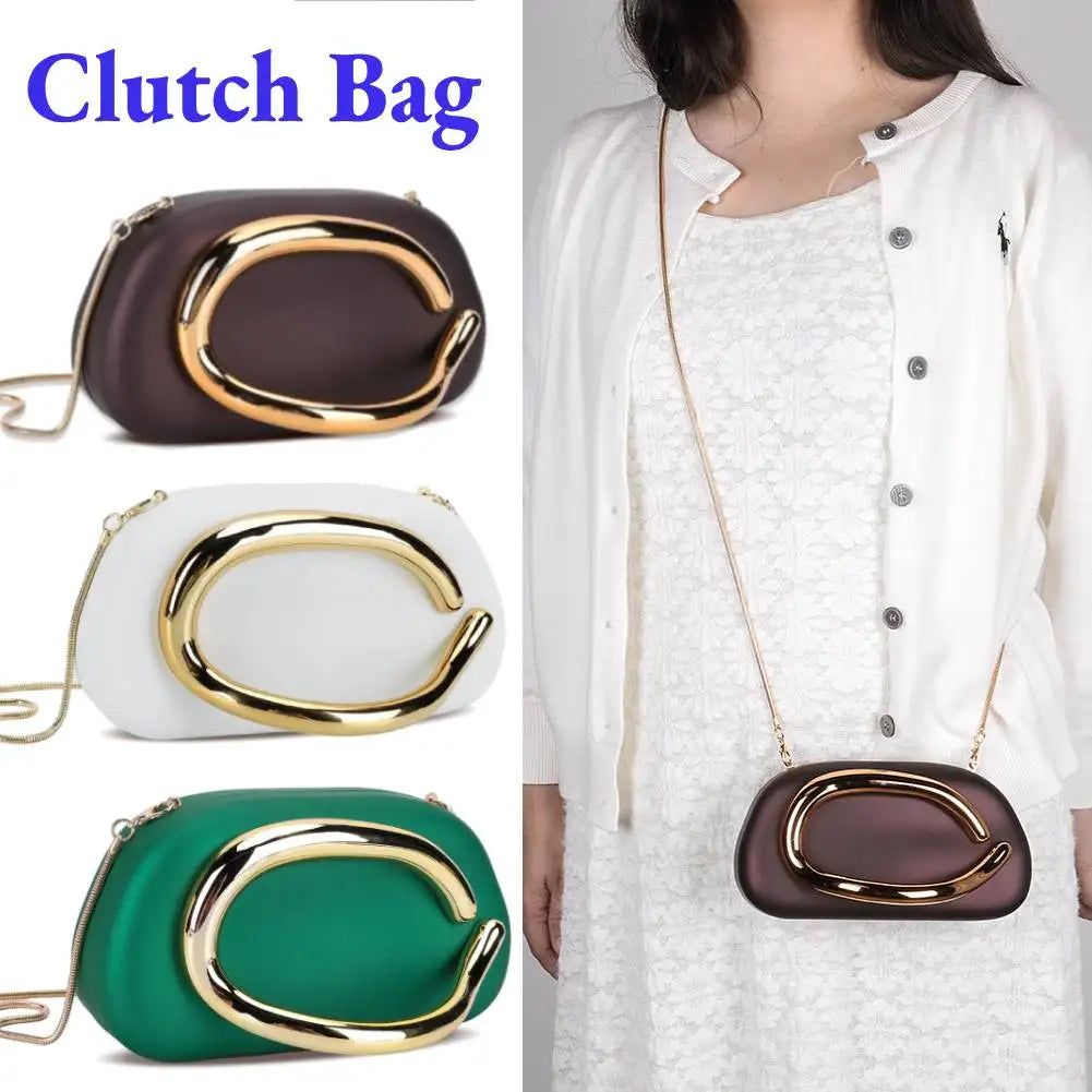 Women’s Retro PU Leather Clutch Bag – Elegant Evening Party Shoulder Crossbody Purse with Chain Strap & Phone Holder