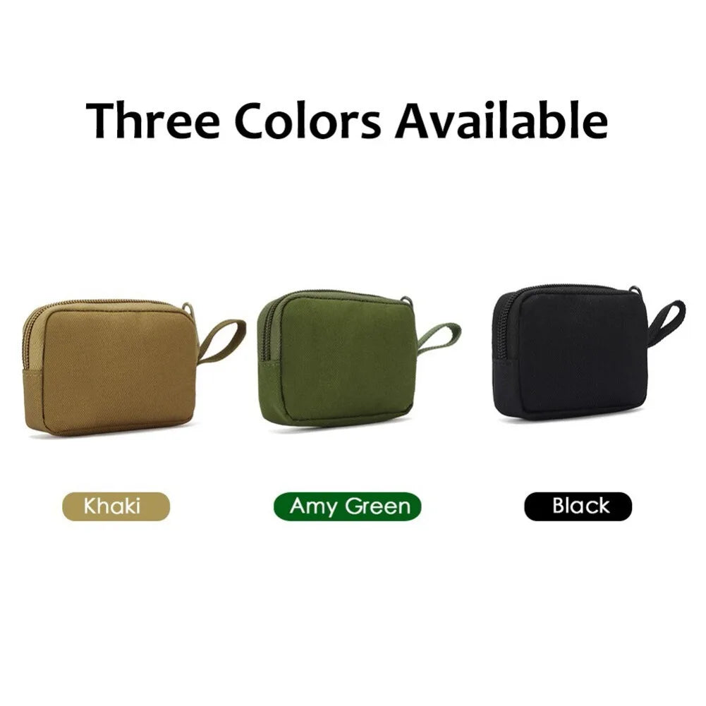 Tactical Small EDC Bag – Nylon Coin, Money & Key Pouch with Zipper Card Pocket & Outdoor Belt Pack