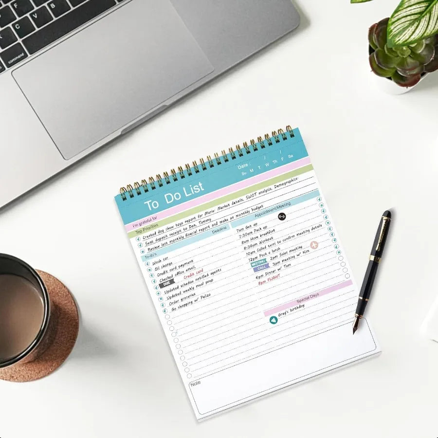 Spiral Bound To-Do List Notepad – 52 Undated Daily Planning Sheets 📋🖊️