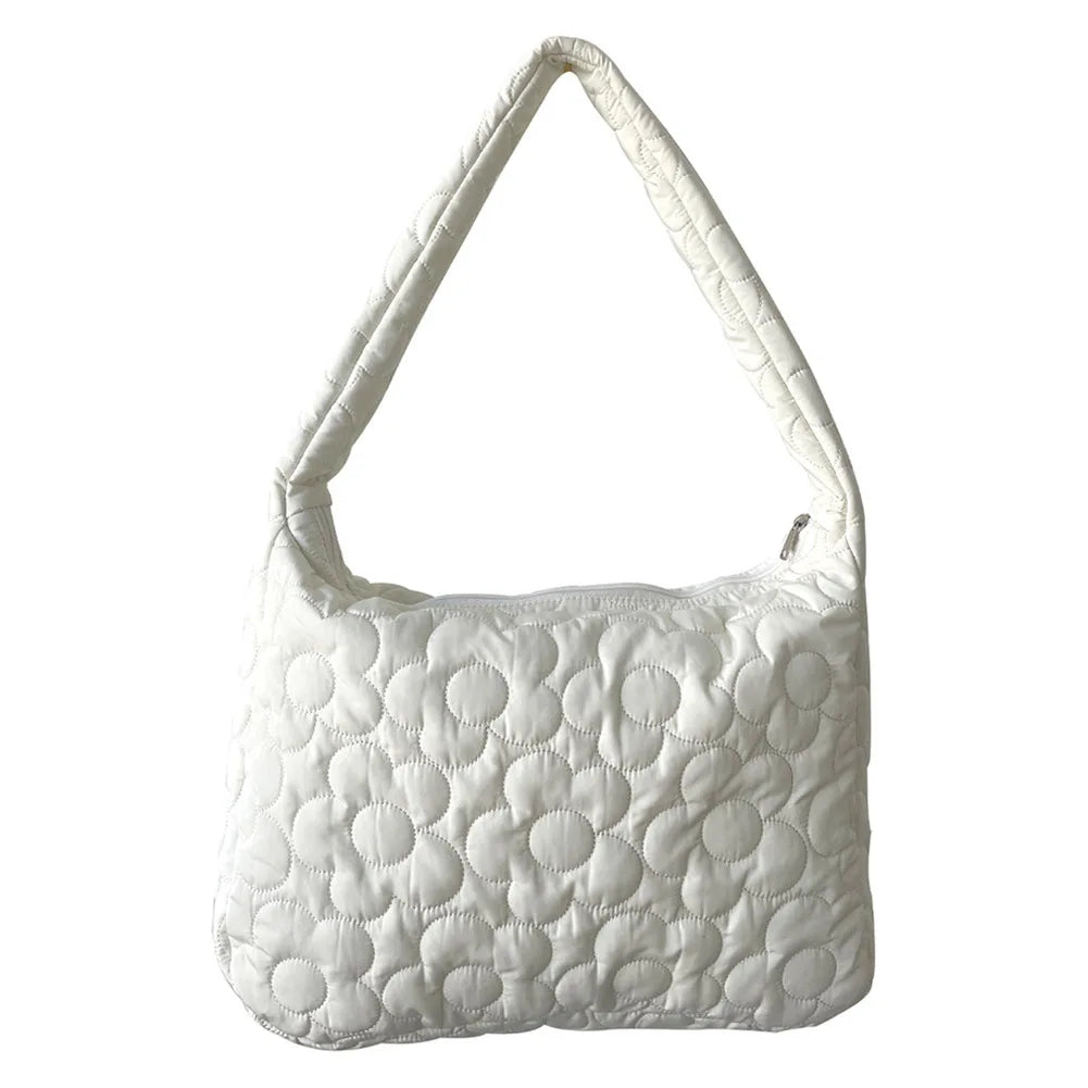 Quilted Top-Handle Bubble Bag – Large Capacity Cotton-Padded Winter Messenger Handbag for Women & Girls