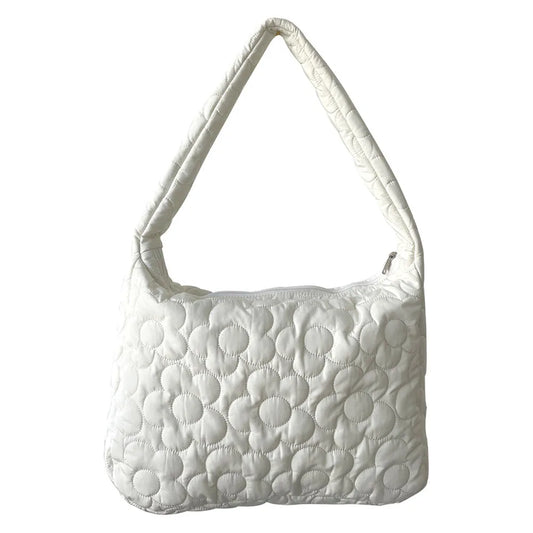 Quilted Top-Handle Bubble Bag – Large Capacity Cotton-Padded Winter Messenger Handbag for Women & Girls