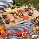 Picnic Basket for 4 – Deluxe Willow Hamper Gift Set with Blanket, Portable Bamboo Wine Table & Complete Picnic Kit