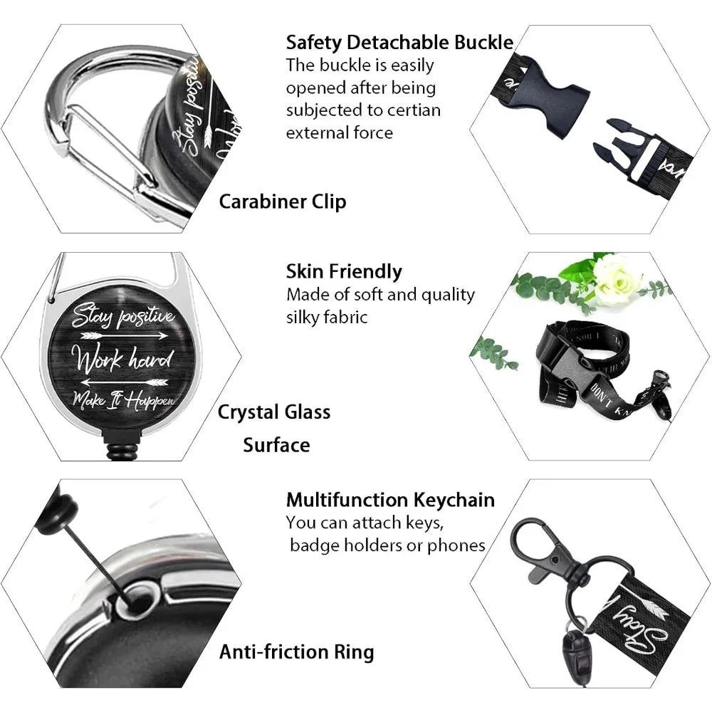 🪪 ID Badge Holder with Lanyard & Retractable Reel – Keychain Clip Name Tag & Card Holder for Work, Office & School