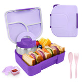 Toddler Leak-Proof Bento Lunch Box & Insulated Hot Food Jar with Lunch Bag – Kids School & Travel Meal Set