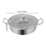304 Stainless Steel Double-Flavor Hot Pot – Tempered Glass Lid, 5 L / 7 L Capacity