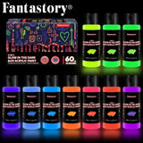 Fantastory 10-Colour 2-in-1 Glow-in-the-Dark Acrylic Paint Set – Waterproof Neon Paints for Wood, Fabric & DIY Decor