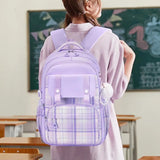 Oxford Fabric Sweet-Color Student Backpack with Plush Doll Pendant – Multi-Compartment School Bag 🏫 🎀