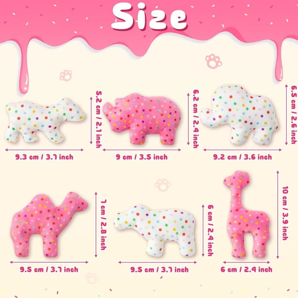 6PCS Frosted Animal Cookie Catnip Toys – Crinkle Paper Sound Plush Gift Set for Cats & Kittens, Interactive Indoor Play