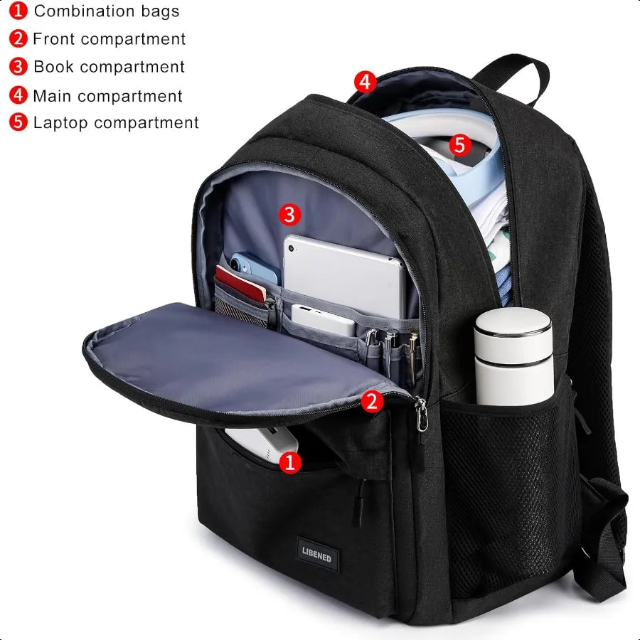 15.6" Water-Resistant School Laptop Backpack – USB Charging Bookbag for Teen Boys & College Students | Durable Study Daypack