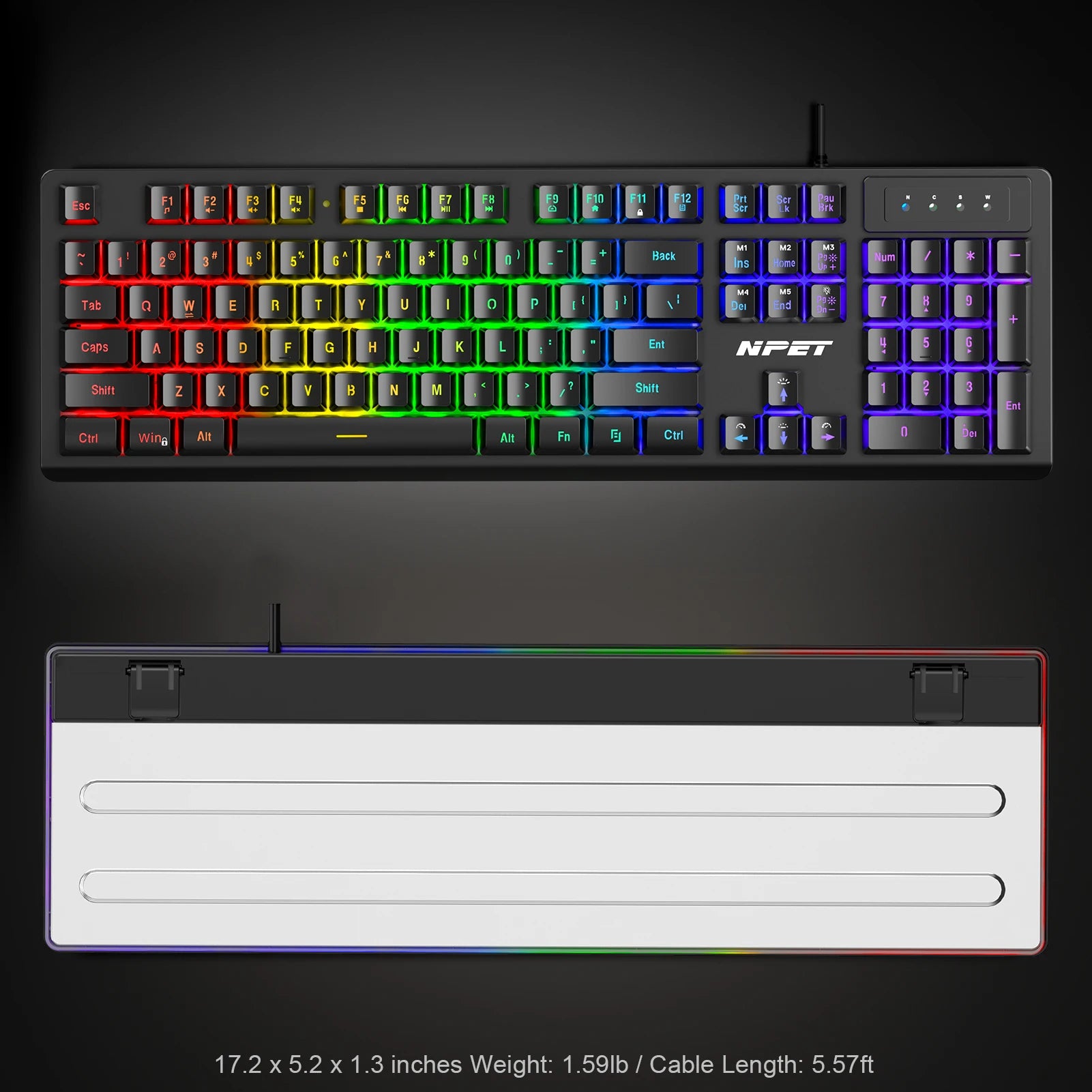 NPET K10V3 Gaming Keyboard – 104-Key Wired RGB Backlit Keyboard for Windows Laptop