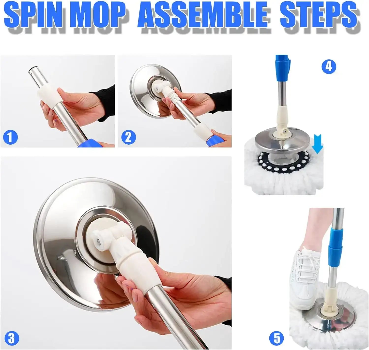 360° Spin Mop & Bucket System – 360 ° Rotating Floor Cleaning Set with Wringer, Extendable Handle & Microfiber Mop Heads