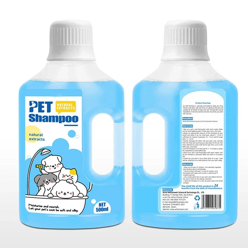 500ml Pet Shower Gel & Shampoo – Gentle Cleaning, Deodorizing, Anti-Itch Formula with Long-Lasting Fragrance for Dogs & Cats
