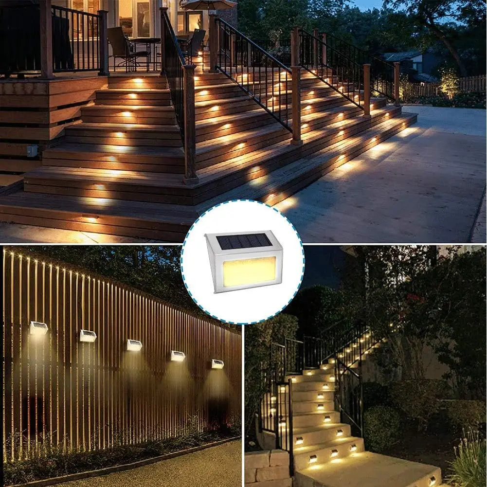 Lightess Solar Step & Deck Lights – Stainless Steel Waterproof Outdoor LED Fence Lights for Garden, Pathway & Stair Safety