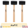 16oz Rubber Mallet with Wood Handle (3-Pack) – Ergonomic Soft Strike Hammer for Furniture Assembly, Cabinet Work & Auto Repair