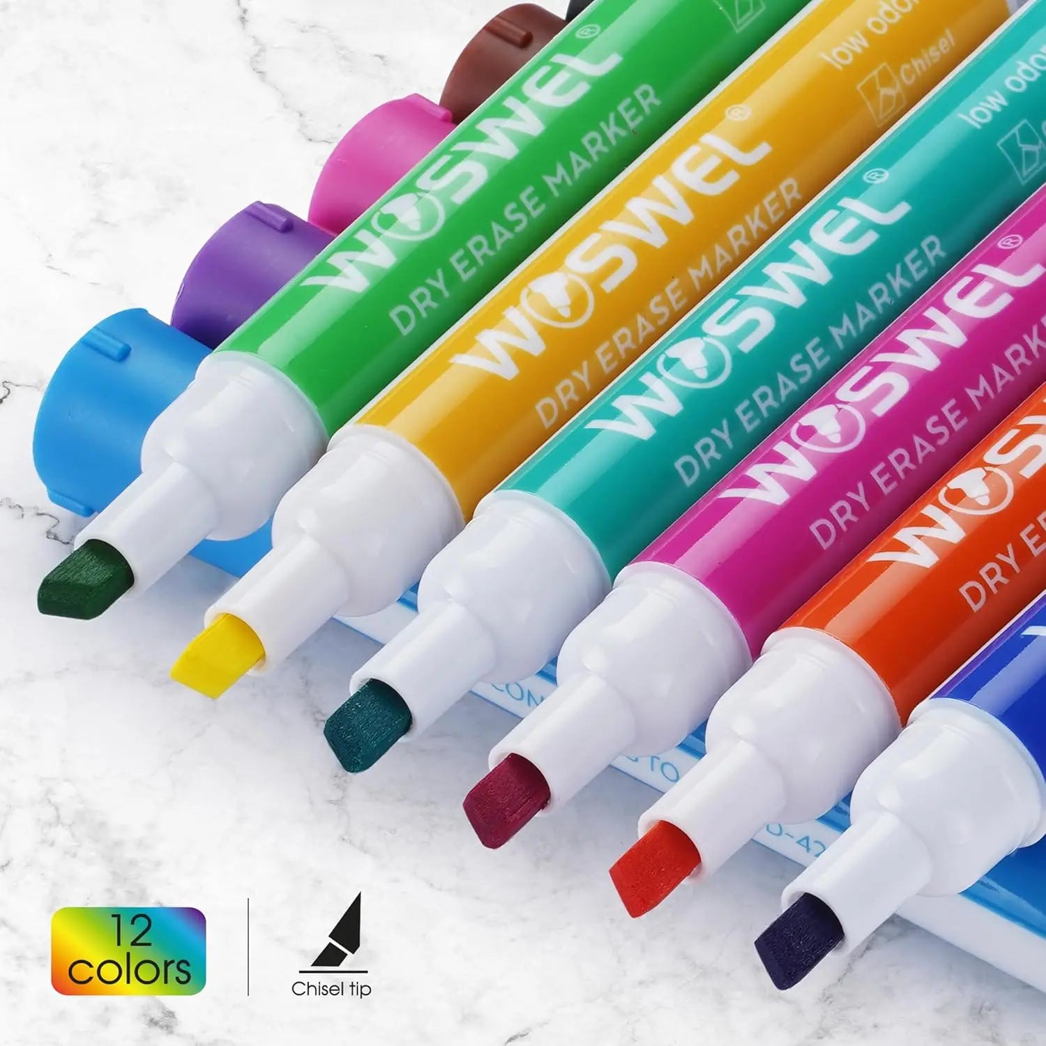 Dry Erase Markers – 60 Bulk Pack Chisel Tip Whiteboard Markers in 12 Assorted Colors 🖊️