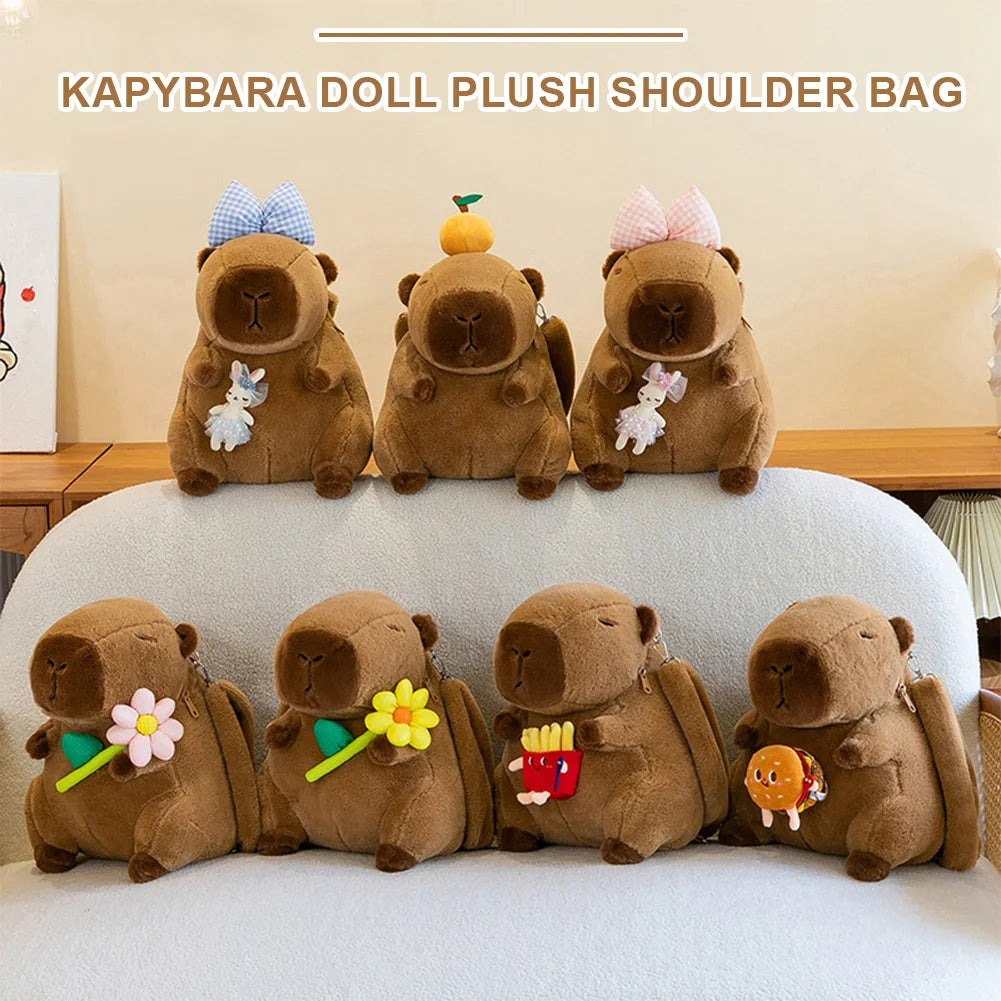 Plush Capybara Mini Backpack – Funny Anime Crossbody Bag for Girls | Soft Plush School Bag Gift for Kids & Children