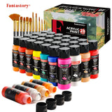 Fantastory 28-Color Acrylic Paint Set – Professional Artist Craft Kit with 12 Brushes for Canvas, Wood & Stone 🎨