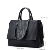 Women’s Crocodile-Pattern Faux Leather Shoulder Bag – Large Capacity Commuter Tote