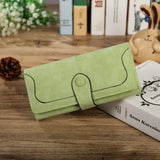 Women’s Faux Suede Long Wallet – Folding Buckle Purse with Phone Pocket, Card Holder & Elegant Clutch Gift Bag