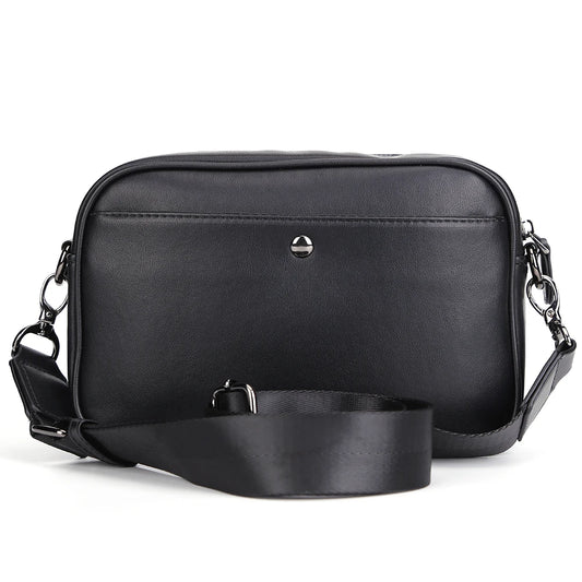Men’s Casual Business Crossbody Bag – Classic Plaid Small Square Shoulder Satchel with Wide Strap for Work & Travel