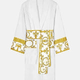 Autumn Winter Unisex Bathrobe – Long Sleeve Plush Homewear Robe with Belt & Pockets | Cozy Couple Pajama Robe