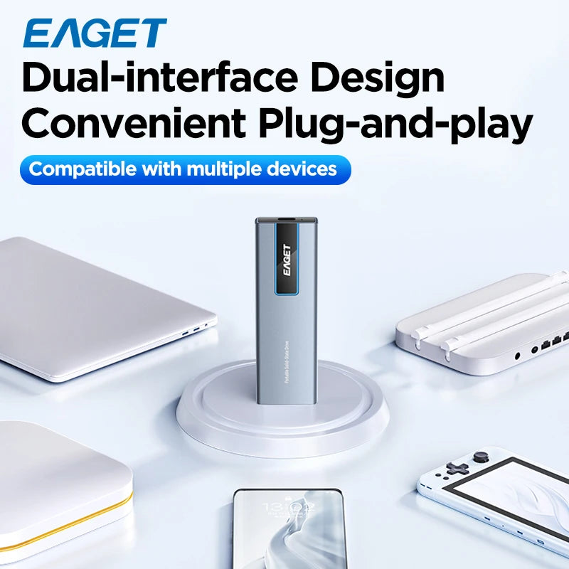 Eaget M1 Portable External SSD – High-Speed NVMe Solid State Drive 256GB/512GB/1TB/2TB, 5Gbps for Laptop, Desktop, PS4 & PS5