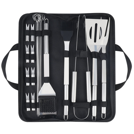 “20-Piece BBQ Grill Tool Set – Heavy Duty Stainless Steel Barbecue Utensils & Accessories Kit for Outdoor Grilling”