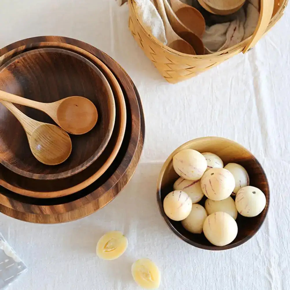 “Eco-Friendly Wooden Salad Bowl – Japanese Practical Large Wooden Soup & Kitchen Supplies”