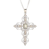 Gothic Zircon Cross Necklace – Unisex Y2K Large Pendant with Irregular Crystal Design for Men & Women