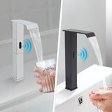 Matte Black Touchless Waterfall Sensor Faucet – One-Hole Kitchen & Bath Upgrade 🖤