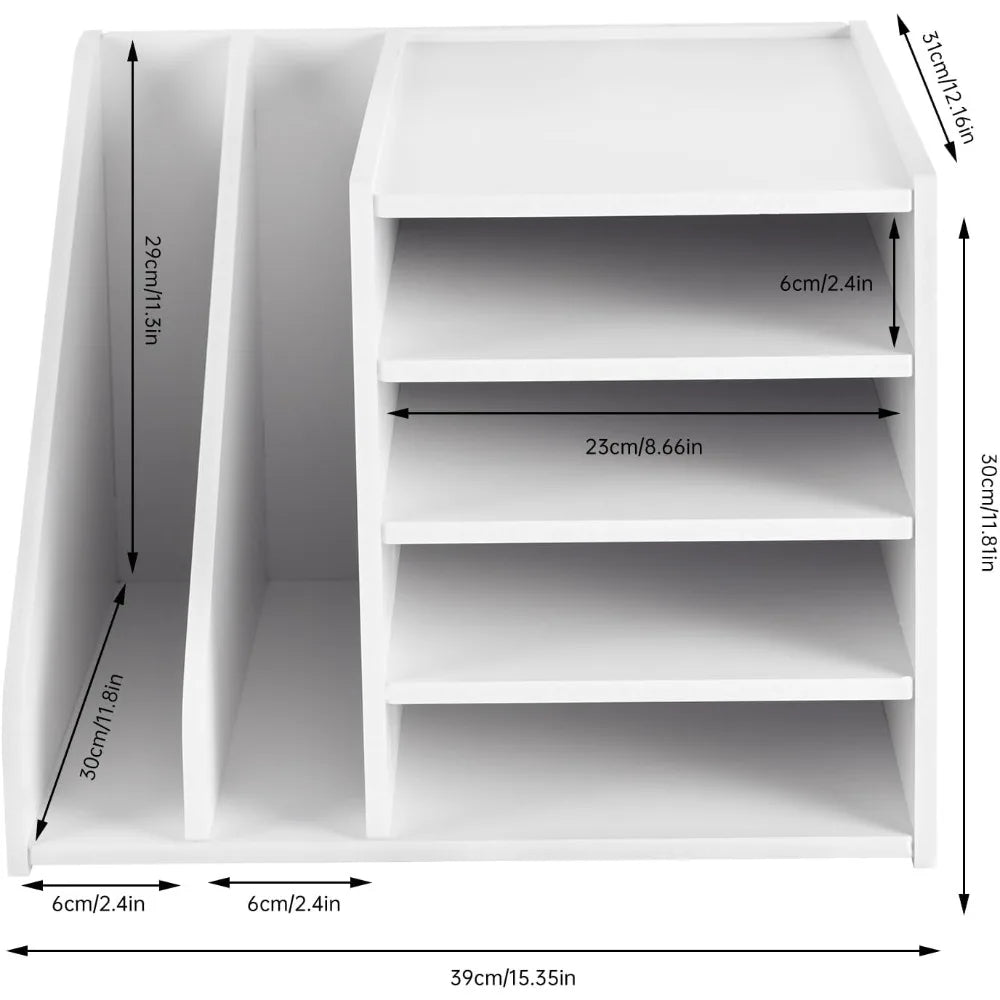 📂 Desktop File Holder Organizer – White PVC Desk File Organizer & Mail Sorter for Office, Home & School