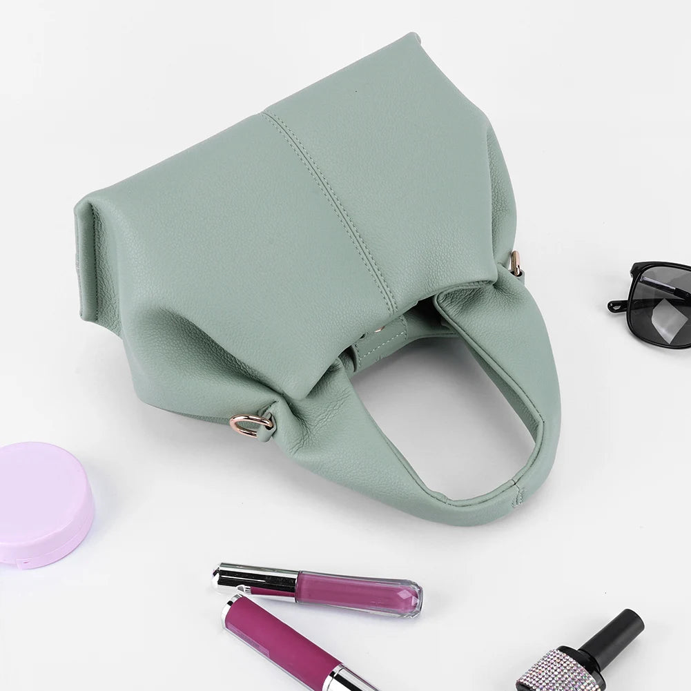 Women’s Dumpling Clutch Purse – Solid Color Retro Handbag with Removable Strap & Top Handle Crossbody Bag