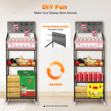 4-Tier Display Snack Rack – Wire Metal Retail Store Accessory Display with Hooks