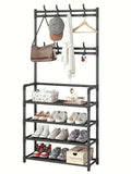 A clothes hanger and shoe rack at the entrance, used for storing shoes, clothes, jackets, hats, bags, umbrellas in the hallway - PulinGO