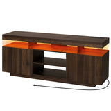 Modern LED-Light TV Stand for 55–65″ TVs – Built-in Power Outlets, Gaming & Console Storage Entertainment Center