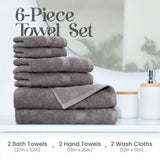 6-Piece 600 GSM 100% Cotton Towel Set – Ultra-Absorbent, Soft Bath Towels for Shower & Pool