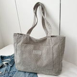 Women’s Corduroy Tote Bag with Pockets – Large-Capacity Shoulder Handbag for School, Work & Shopping