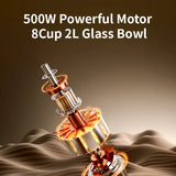 Food Processor 350W – Powerful Meat Grinder with 2 L Glass Bowl, 3 Speed Modes & 2 Bi‑Level Blades for Versatile Chopping 🥩🔪