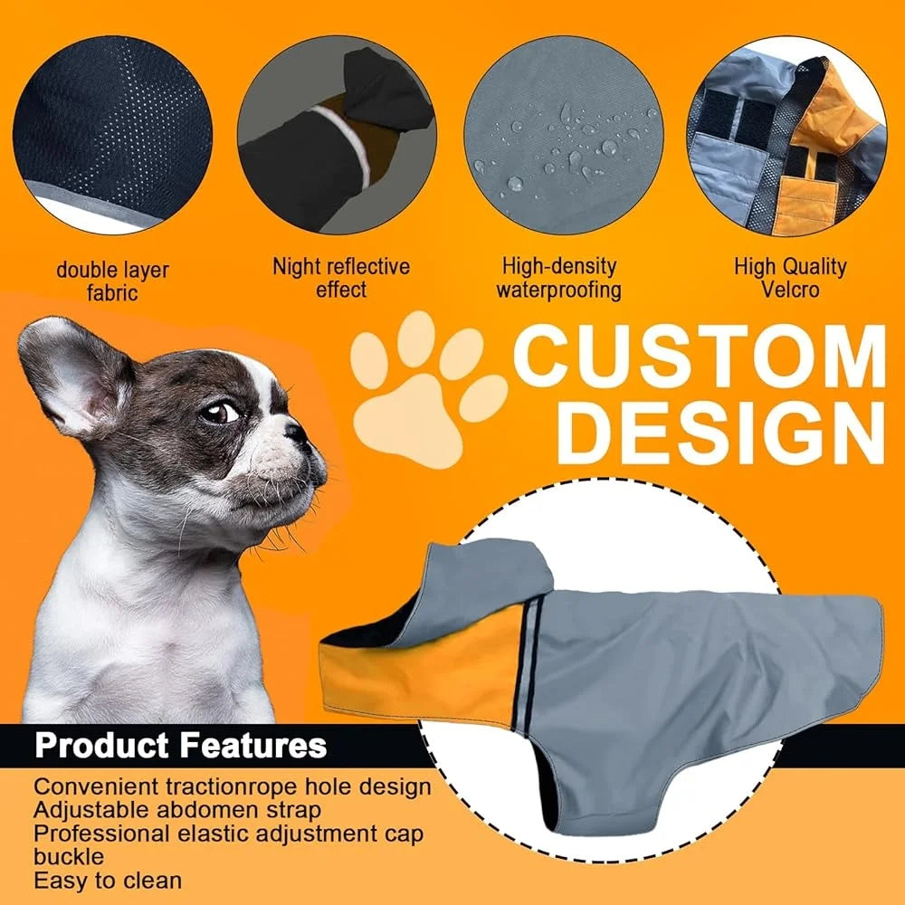 Ultra-Light Waterproof Dog Raincoat – Reflective Adjustable Jacket with Hood for Outdoor Use