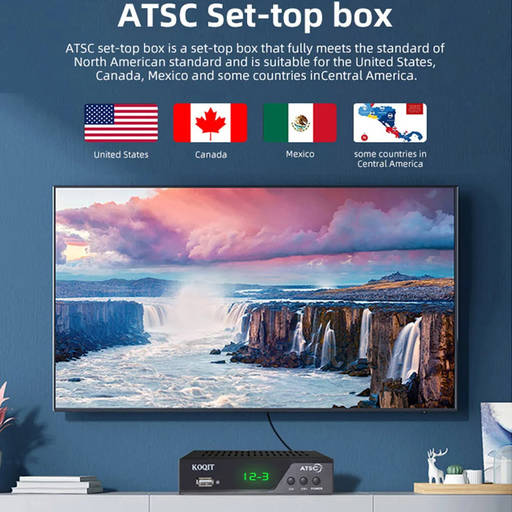 Digital TV Converter Box – ATSC Free-to-Air & QAM Cable Receiver with USB Recording for Terrestrial Broadcasts