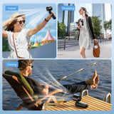 Portable Handheld Turbo Fan 5000 mAh – Rechargeable 6-Speed Foldable Neck & Desk Fan with Digital Display