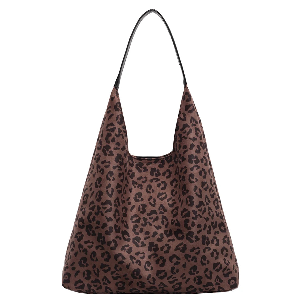 Women’s Leopard Print Top-Handle Tote & Hobo Bag Set – Large Capacity Satchel with Small Purse